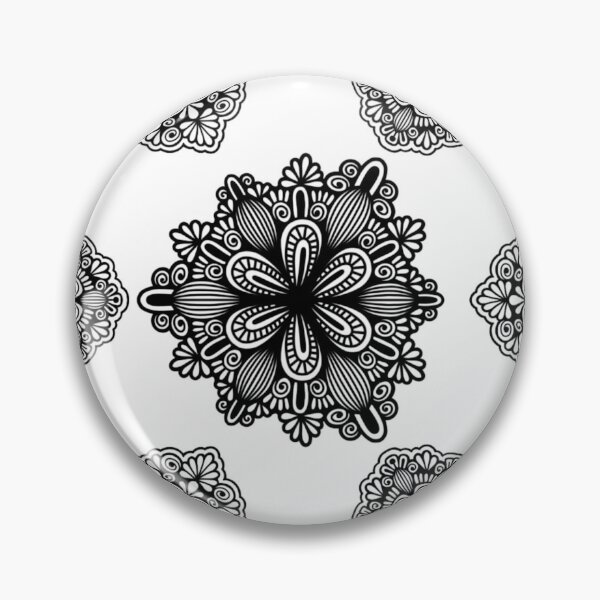 Item preview, Intricate Black and White Floral Mandala Pattern designed and sold by FioreDiCiliegio.