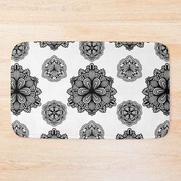 Item preview, Intricate Black and White Floral Mandala Pattern designed and sold by FioreDiCiliegio.