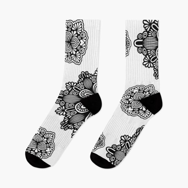 Item preview, Intricate Black and White Floral Mandala Pattern designed and sold by FioreDiCiliegio.