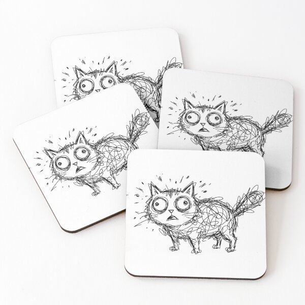 Item preview, Anxious Scribble Cat Confused Messy Doodle Art designed and sold by Fine-Arts-Lab.