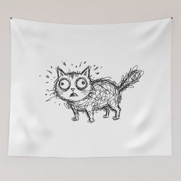 Item preview, Anxious Scribble Cat Confused Messy Doodle Art designed and sold by Fine-Arts-Lab.