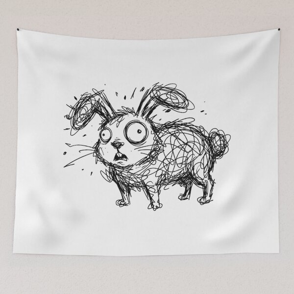 Item preview, Anxious Scribble Bunny Confused Messy Rabbit Art designed and sold by Fine-Arts-Lab.
