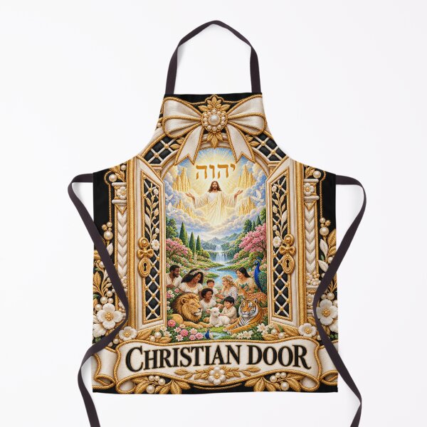 Item preview, Christian Paradise Door Embroidery – Jesus, Tetragrammaton & Peaceful New Earth designed and sold by Emoji Emblems.