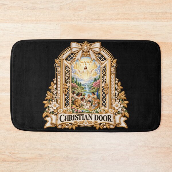 Item preview, Christian Paradise Door Embroidery – Jesus, Tetragrammaton & Peaceful New Earth designed and sold by Emoji Emblems.