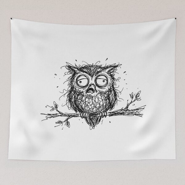 Item preview, Exhausted Scribble Owl Tired Night Owl Doodle Art designed and sold by Fine-Arts-Lab.