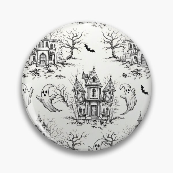 Artikelvorschau, Ghost Toile de Jouy Nahtloses Muster | Gruselige Vintage-Halloween-Toile entworfen und verkauft von StickyGuys.
