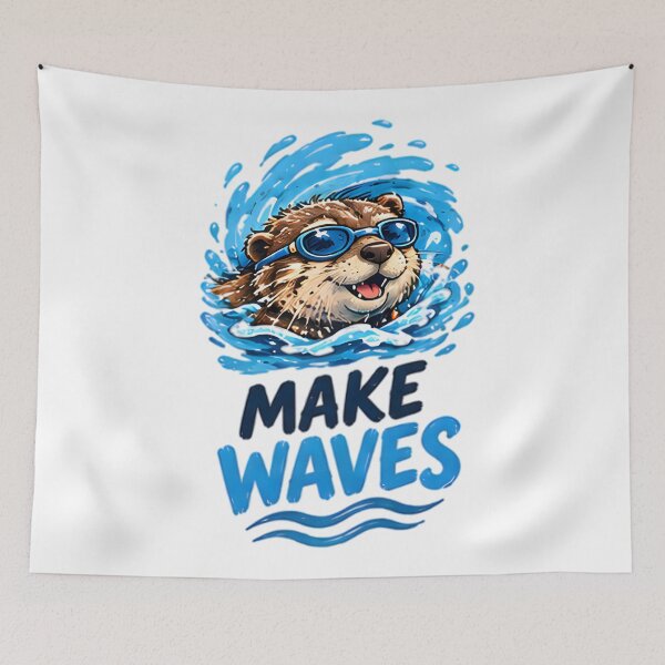 Item preview, Make Waves Cute Swimming Otter Water Sports designed and sold by Pyt27.
