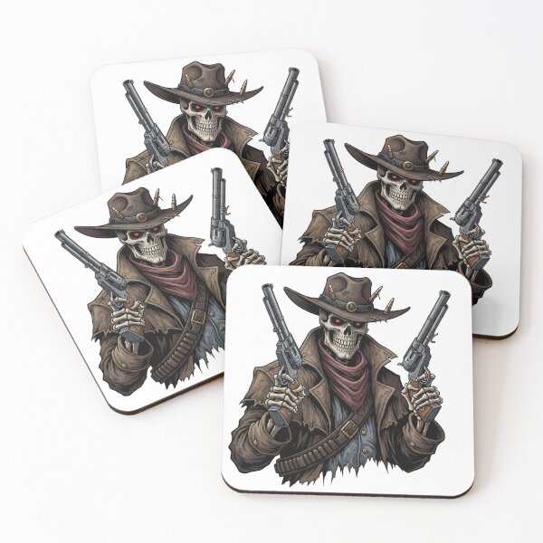 Artikelvorschau, Gothic-Western: Skelett-Cowboy | Untoter Revolverheld – Düsteres Land entworfen und verkauft von StickyGuys.