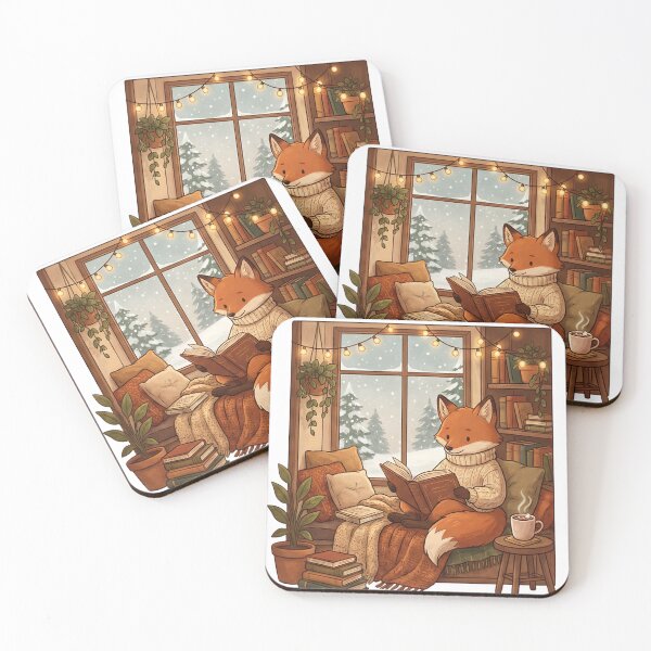 Item preview, Cozy Winter Fox Reading Book Nook | JOMO Hygge Book Lover designed and sold by StickyGuys.