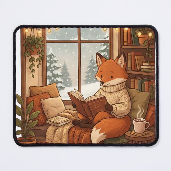 Item preview, Cozy Winter Fox Reading Book Nook | JOMO Hygge Book Lover designed and sold by StickyGuys.