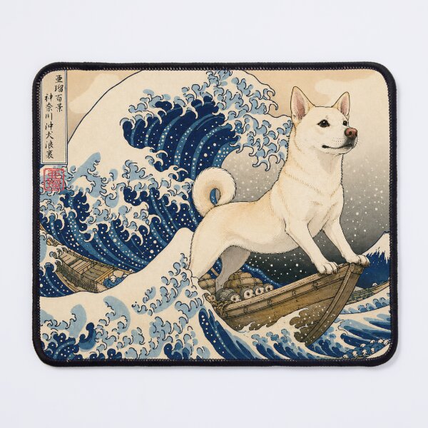 Item preview, Japanese Dog Ukiyo-e Great Wave Art designed and sold by ARU JAPAN STUDIO.