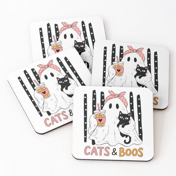 Item preview, Cute Ghost with Black Cat Halloween Design designed and sold by PrintandJoy.