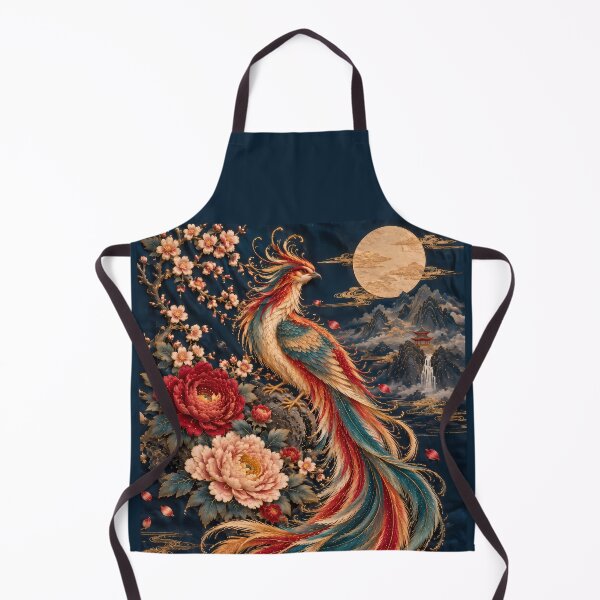 Item preview, Colorful Phoenix with Flowers and Full Moon designed and sold by ManJiangHong.