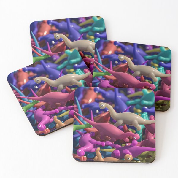 Item preview, Horde of multicolored 3D diplodocus toys, plastic pattern designed and sold by Keltoi-art.