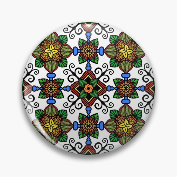Item preview, Vintage Geometric Folk Floral Tile Pattern designed and sold by FioreDiCiliegio.