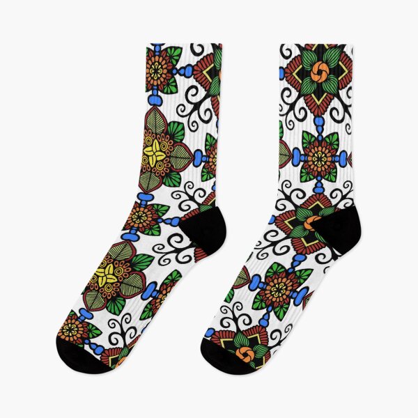 Item preview, Vintage Geometric Folk Floral Tile Pattern designed and sold by FioreDiCiliegio.