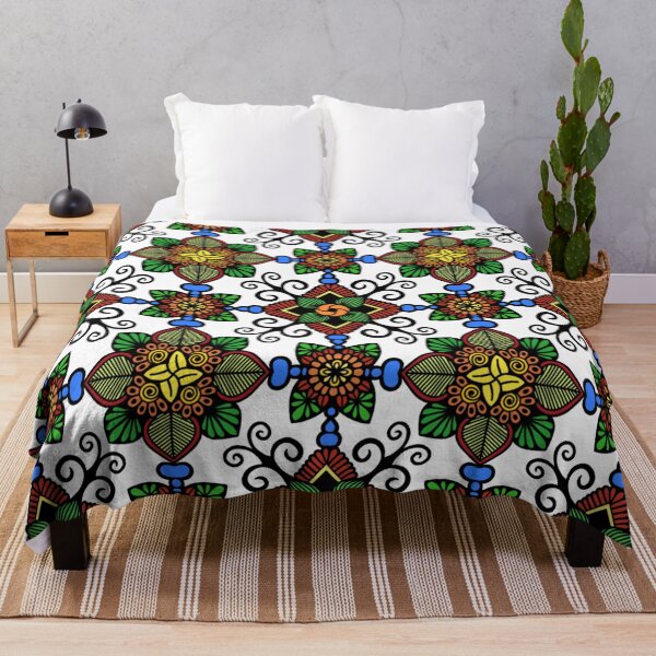 Item preview, Vintage Geometric Folk Floral Tile Pattern designed and sold by FioreDiCiliegio.