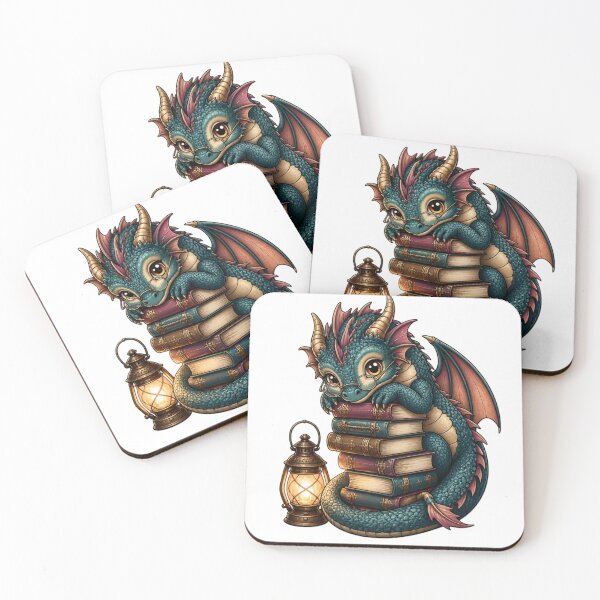 Item preview, Book Dragon Reading Nook | Cute Cozy Bookish Dark Academia Dragon designed and sold by StickyGuys.