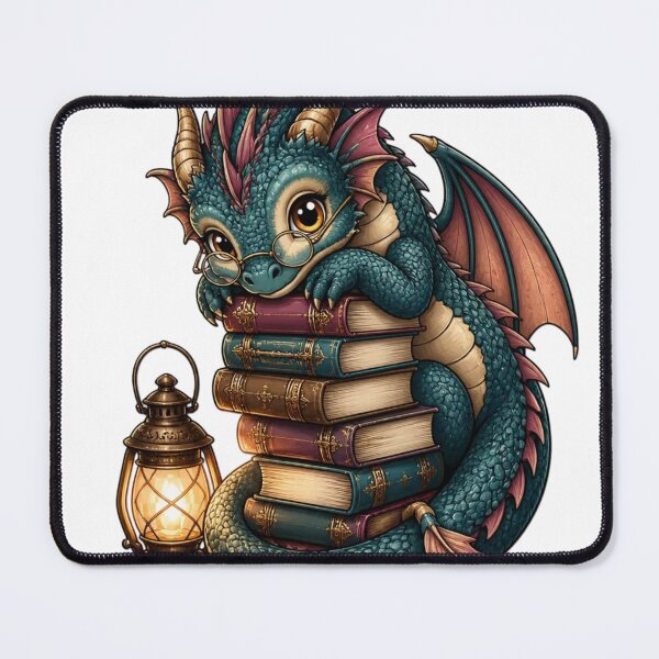 Item preview, Book Dragon Reading Nook | Cute Cozy Bookish Dark Academia Dragon designed and sold by StickyGuys.