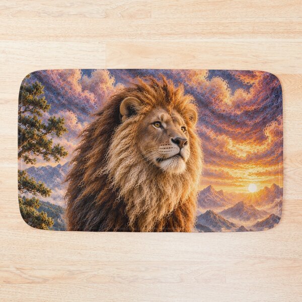 Item preview, Majestic Lion on a Mountain at Sunset designed and sold by ManJiangHong.