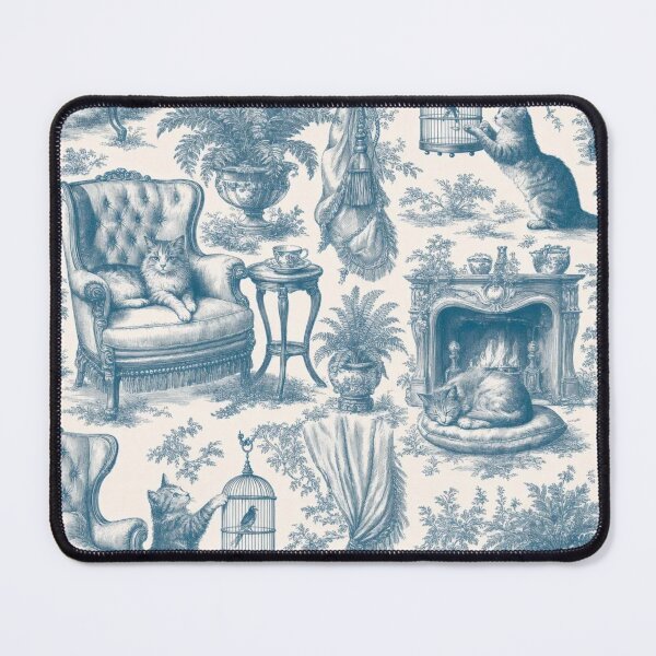Item preview, Cat Toile de Jouy Seamless Pattern | Victorian Parlor Cats Grandmillennial Teal designed and sold by StickyGuys.