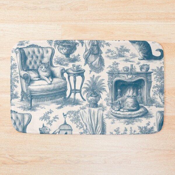 Item preview, Cat Toile de Jouy Seamless Pattern | Victorian Parlor Cats Grandmillennial Teal designed and sold by StickyGuys.