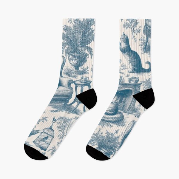 Item preview, Cat Toile de Jouy Seamless Pattern | Victorian Parlor Cats Grandmillennial Teal designed and sold by StickyGuys.