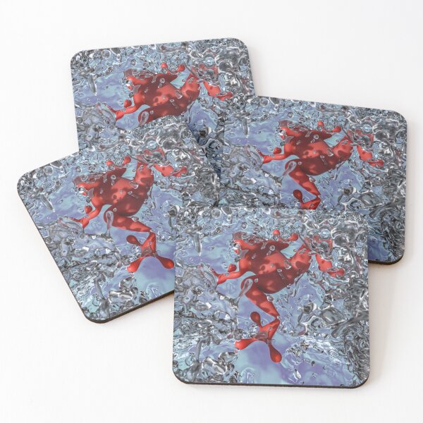 Item preview, 3D red frog with crystal clear water splash designed and sold by Keltoi-art.