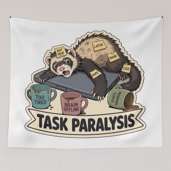 Item preview, Task Paralysis Ferret | Funny ADHD Neurodivergent Humor Doodle designed and sold by StickyGuys.