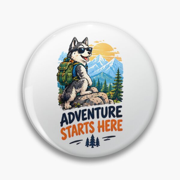 Item preview, Adventure Starts Here Hiking Husky Dog Mountain designed and sold by Pyt27.