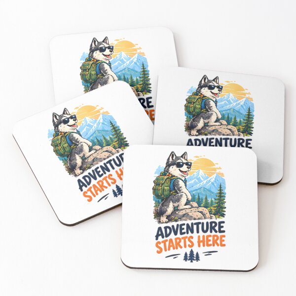Item preview, Adventure Starts Here Hiking Husky Dog Mountain designed and sold by Pyt27.