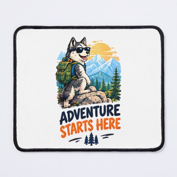 Item preview, Adventure Starts Here Hiking Husky Dog Mountain designed and sold by Pyt27.
