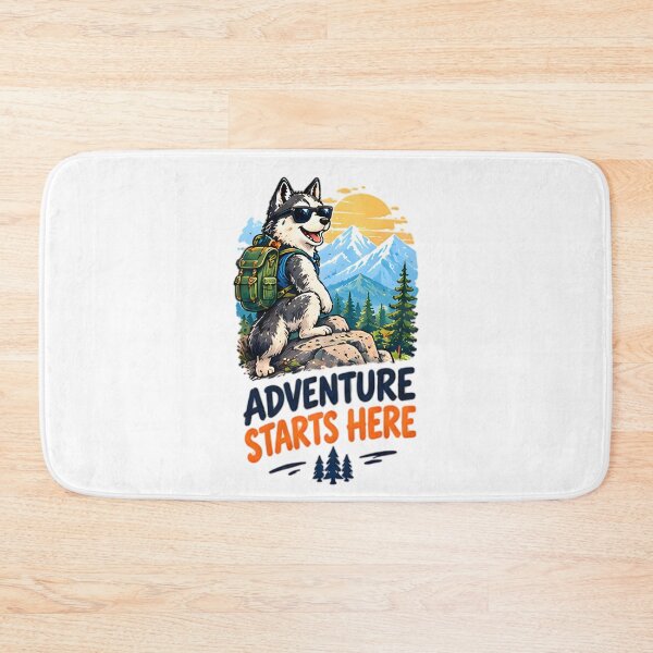 Item preview, Adventure Starts Here Hiking Husky Dog Mountain designed and sold by Pyt27.