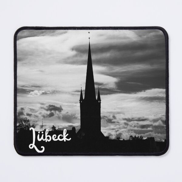 Item preview, Lübeck Church Tower Silhouette Black and White Wall Art designed and sold by Tammigrafie.