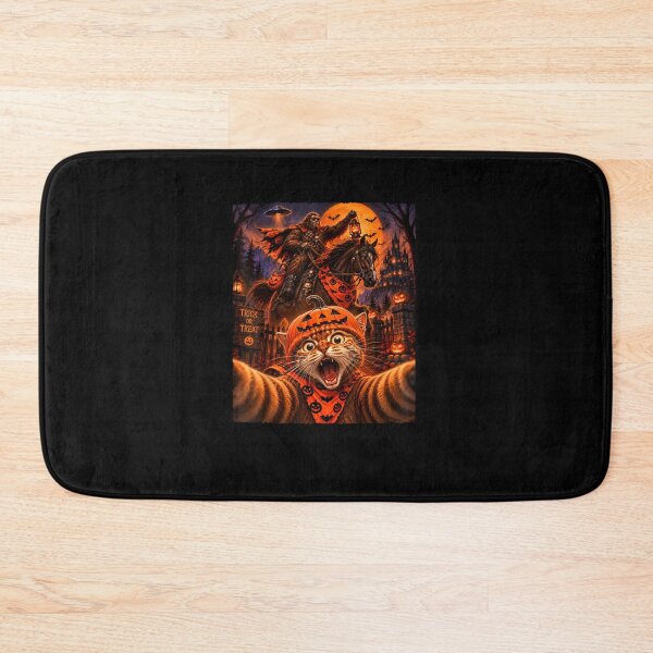 Item preview, Funny Mens Halloween Sasquatch Cat Selfie Graphic Spooky designed and sold by MatherFisher.