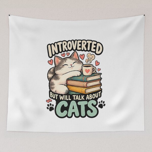 Item preview, Introverted But Will Talk About Cats  | Funny Cat Lover Design designed and sold by Sara-Ai.