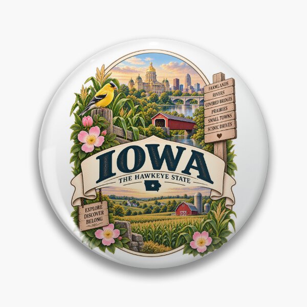 Item preview, Iowa Vintage Travel Badge – The Hawkeye State designed and sold by BLUEFOX05.