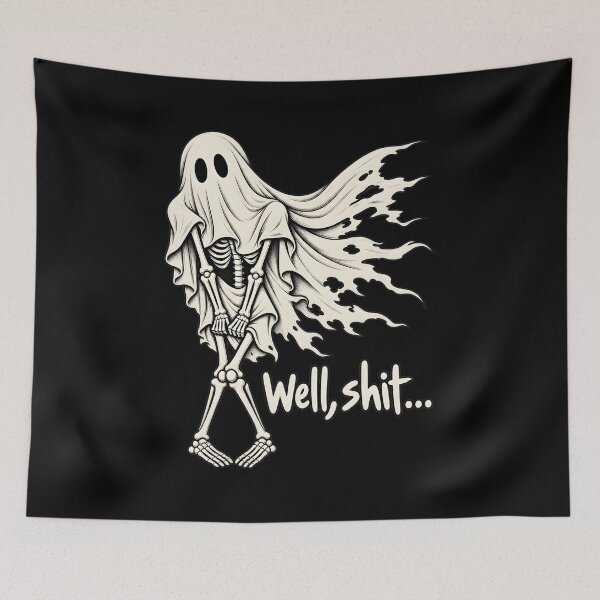 Item preview, Skeleton Ghost Well Shit Humorous Halloween designed and sold by SoyLamderma.