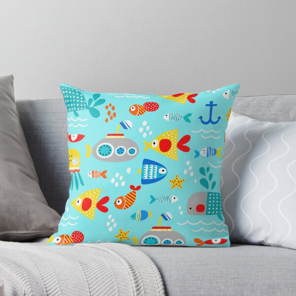 Item preview, Cute Underwater Ocean Seamless Pattern | Kids Fish Submarine Sea Animals Bedding designed and sold by Atum&Art.