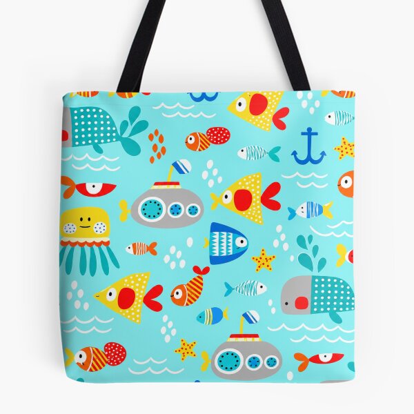 Item preview, Cute Underwater Ocean Seamless Pattern | Kids Fish Submarine Sea Animals Bedding designed and sold by Atum&Art.