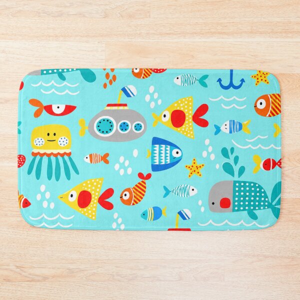 Item preview, Cute Underwater Ocean Seamless Pattern | Kids Fish Submarine Sea Animals Bedding designed and sold by Atum&Art.