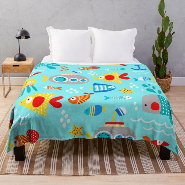 Item preview, Cute Underwater Ocean Seamless Pattern | Kids Fish Submarine Sea Animals Bedding designed and sold by Atum&Art.