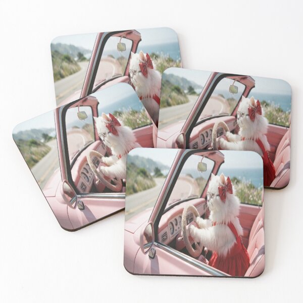 Item preview, Cute White Cat Driving Pink Vintage Car Digital Art designed and sold by AfresStudio.