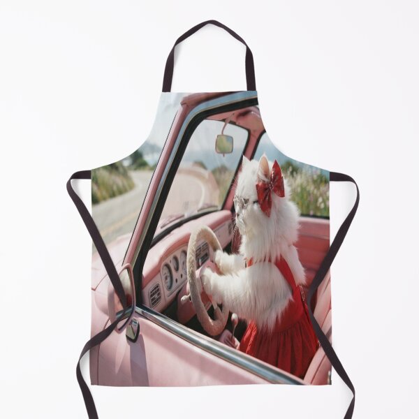 Item preview, Cute White Cat Driving Pink Vintage Car Digital Art designed and sold by AfresStudio.