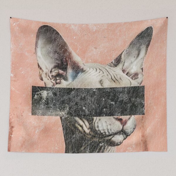 Item preview, Pink Sphynx Cat Abstract Collage Portrait designed and sold by Angry Swan Designs.