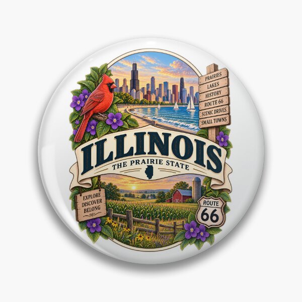 Item preview, Illinois Vintage Travel Badge – The Prairie State designed and sold by BLUEFOX05.