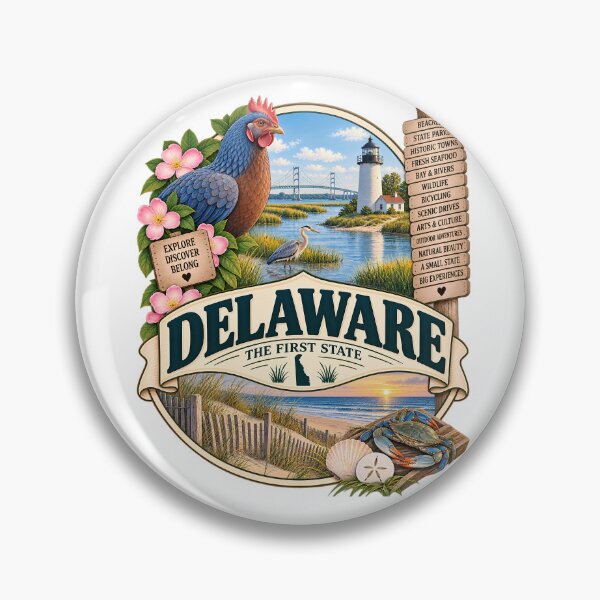 Item preview, Delaware Vintage Travel Badge – The First State designed and sold by BLUEFOX05.