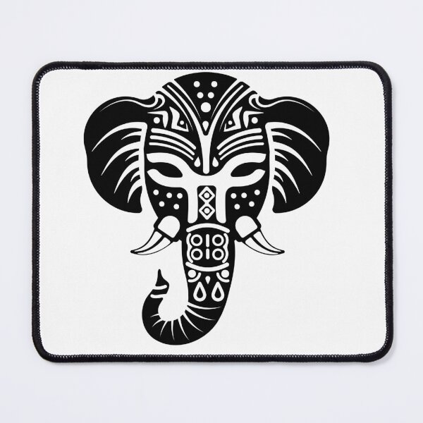 Item preview, Symmetrical black and white tribal ornamental elephant designed and sold by Keltoi-art.