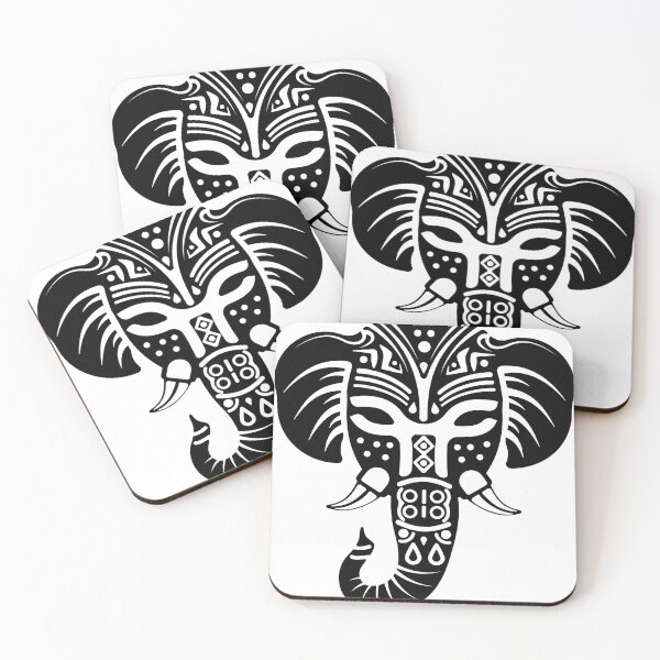 Item preview, Symmetrical black and white tribal ornamental elephant designed and sold by Keltoi-art.