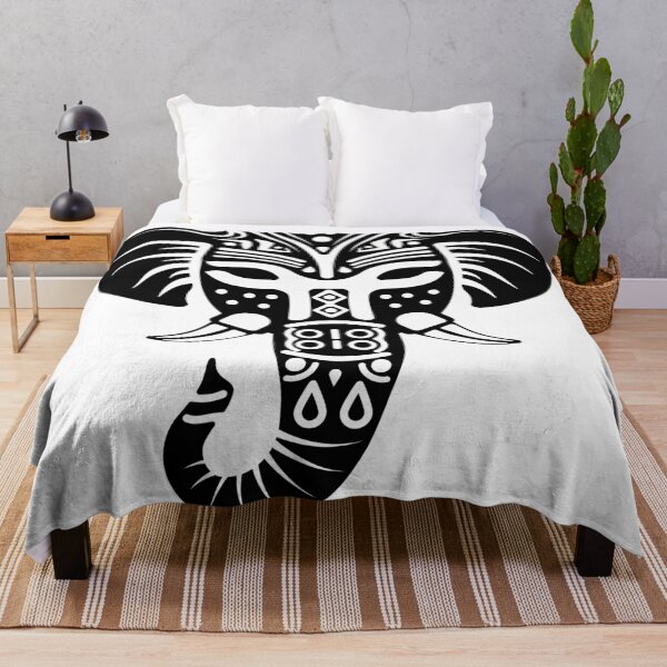 Item preview, Symmetrical black and white tribal ornamental elephant designed and sold by Keltoi-art.